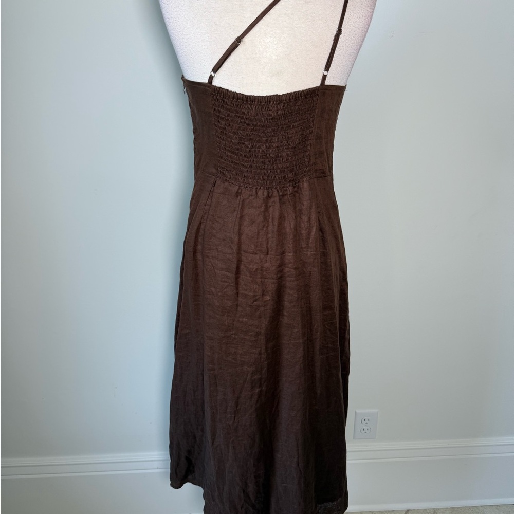 Dress in chocolate Elegant Brown One-Shoulder Dress - Picture 5 of 8